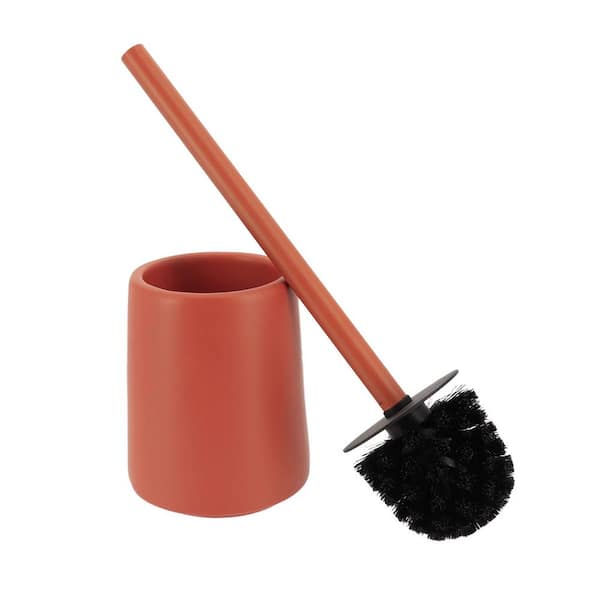 Terracotta Stoneware Toilet Bowl Brush and Holder - Unique and Rustic Round Shape for Efficient and Effective Cleaning