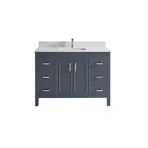 Dawlish 48 in. W x 22 in. D Vanity in Pepper Gray with Solid Surface Vanity Top in White with White Basin