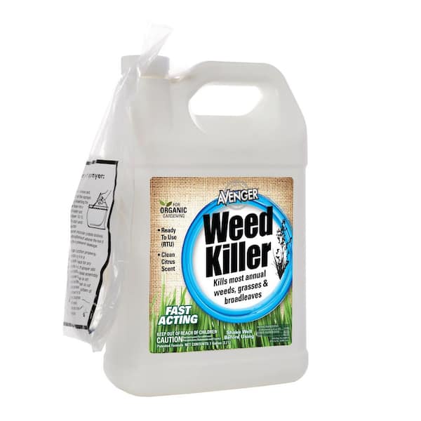 Avenger 128 oz Organic Weed and Grass Killer RTU, Biodegradable, Natural non-toxic citrus based, Kills on contact, Trigger Spray