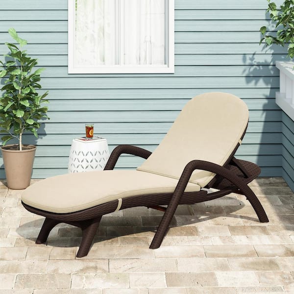 Noble House Primrose 28 in. x 36.0 in. Outdoor Patio Chaise Lounge Cushion in Beige
