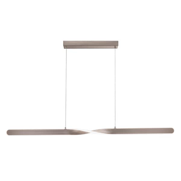 AFX Twist 160-Watt Integrated LED Satin Nickel Statement Pendant with White Acrylic Shade