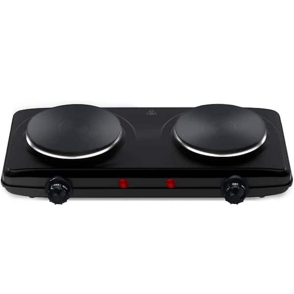 2-Burner 6 in. Black Electric Hot Plate, 1800W Portable Countertop Burner, Dual Electric Stove Burners
