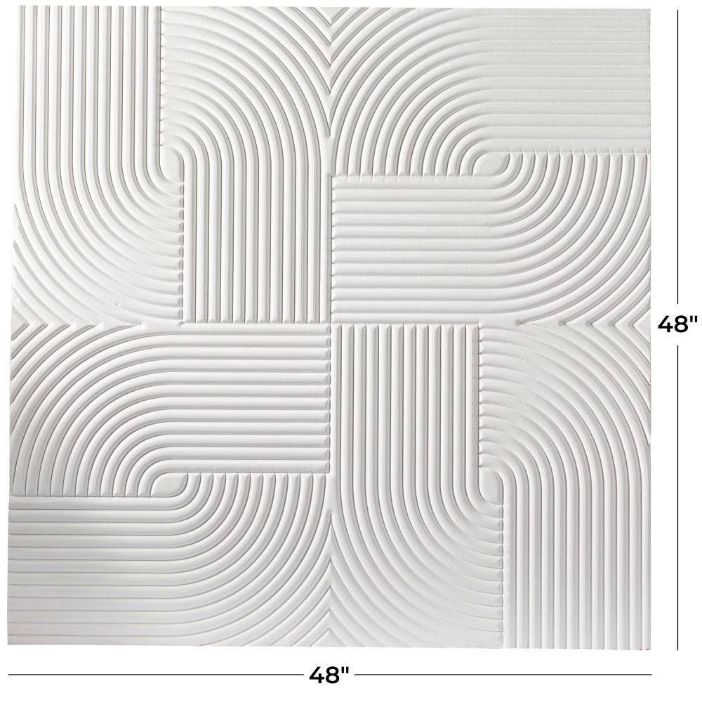 48'' White Geometric Wood Square Wall Art