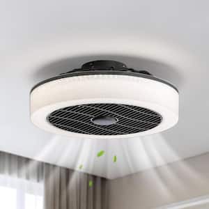 Simonetta 20 in. Indoor Black Flush Mount Ceiling Fan with Light, Low Profile Ceiling Fan with Remote Control