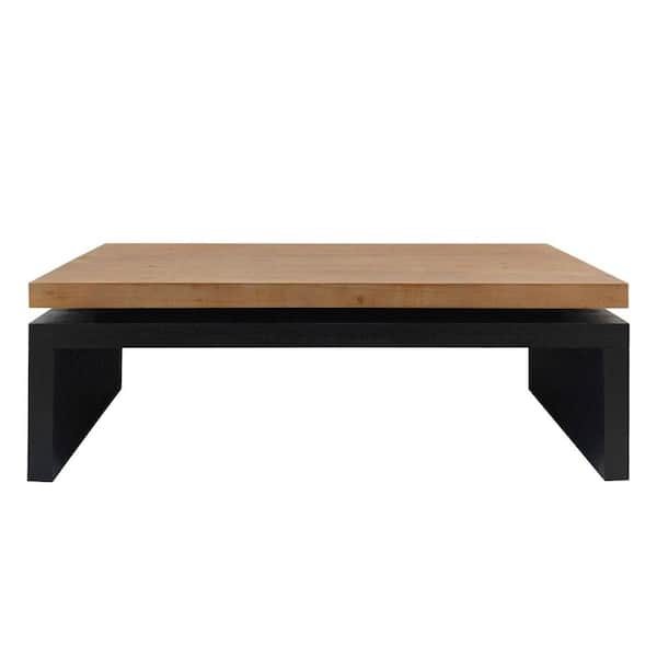 48 in. Natural and Black Wood Floating Frame Coffee Table