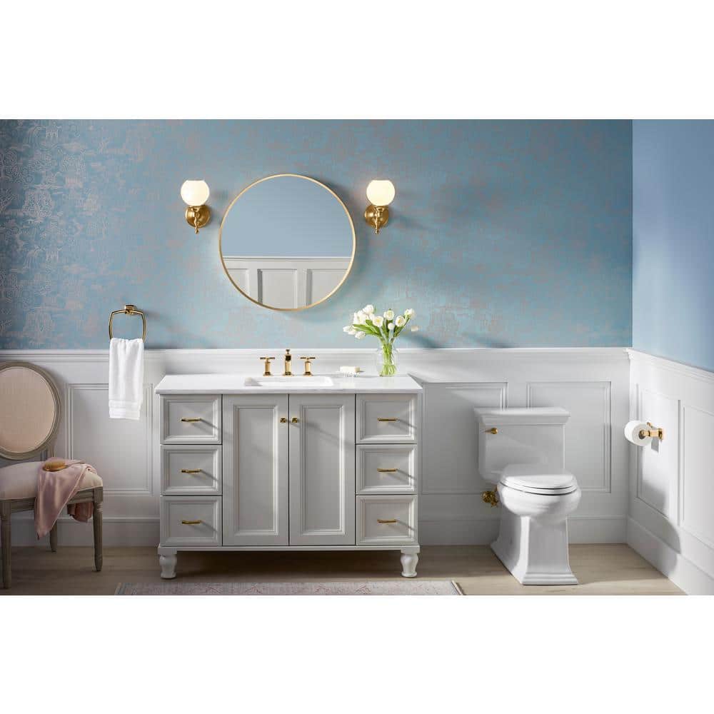 Transitional 28" Round Vanity Mirror in Moderne Brushed Gold