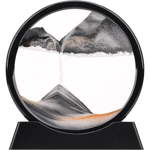 Black 3D Hour Glass Moving Sand Art, Liquid Motion Flowing Sand Frame for Home and Office Decor