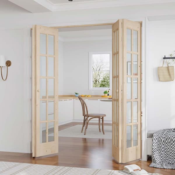 easelife 84 in. x 80 in. Pre Assembled Clear Glass Solid Core Wood