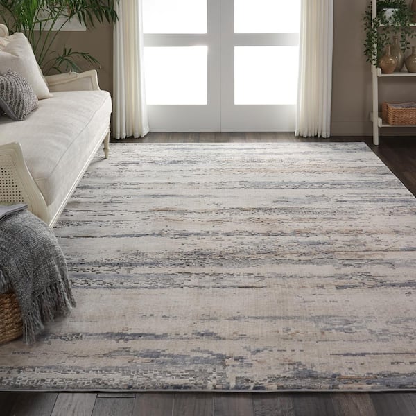 Calore Rugs Mordern Soft Abstract Distressed Area Rugs, 5.2 x 6.5 ft, Gray/Beige
