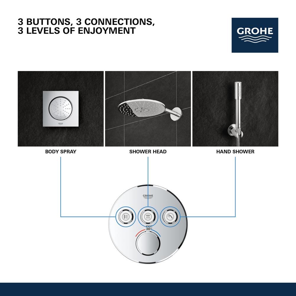 Moon White Metal Wall-Mounted Shower Trim with Push-button Diverter