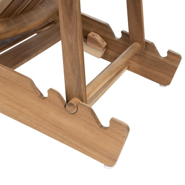 Natural Stained Folding Acacia Wood Adirondack Chair (1-Pack)-Teak