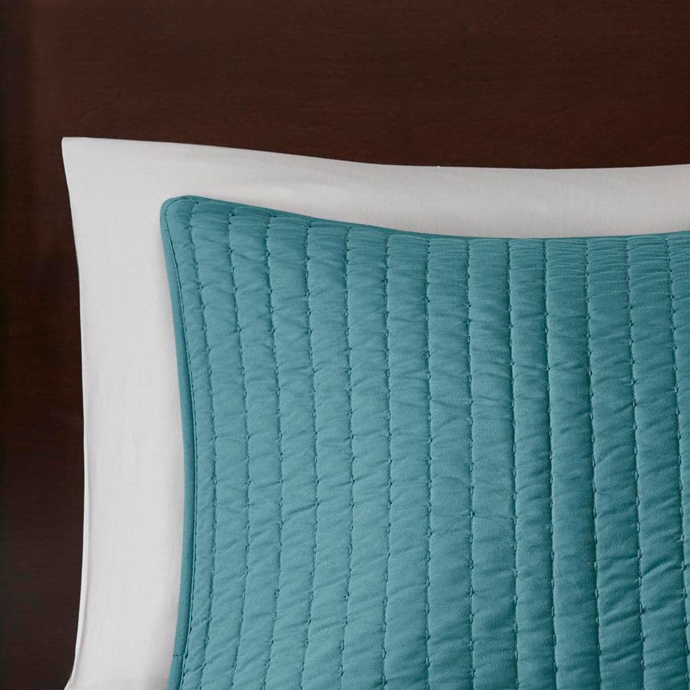 Teal Twin Microfiber Reversible Quilt Set