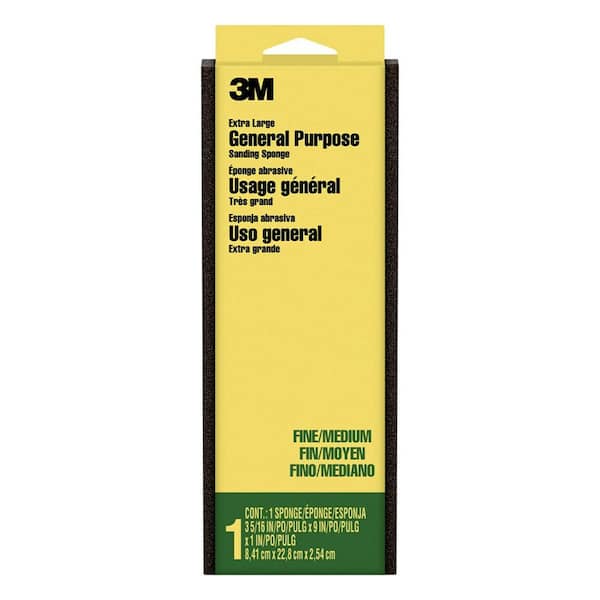3M 3-5/16 in. x 9 in. 80/120 Fine and Medium Grit Extra Large Sanding Sponge