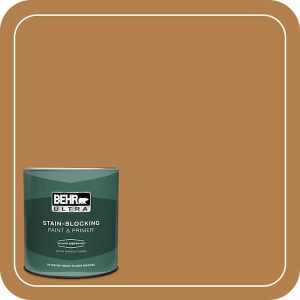 BEHR ULTRA 1 qt. #PMD-106 Caramel Sauce Extra Durable Semi-Gloss Enamel Interior Paint & Primer