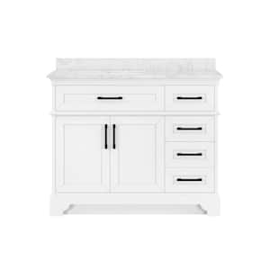 Cherrydale 42 in. W x 22 in. D x 34 in. H Single Sink Bath Vanity in White with White Engineered Marble Top