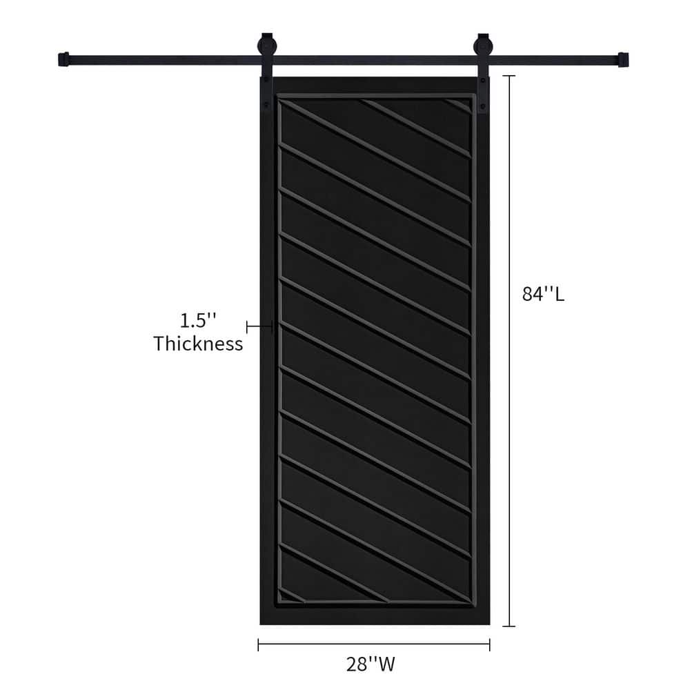 Modern Framed Twill 28 in. x 84 in. MDF Black Barn Sliding Door With Hardware kit price history on PriceWatchPro
