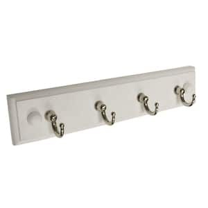 8-5/8 in. (219 mm) White and Chrome Utility Key Hook Rack