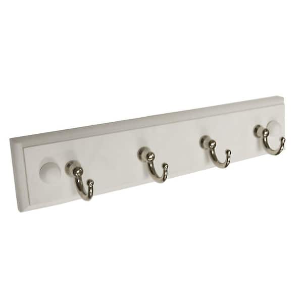 Richelieu Hardware 8-5/8 in. (219 mm) White and Chrome Utility Key Hook Rack