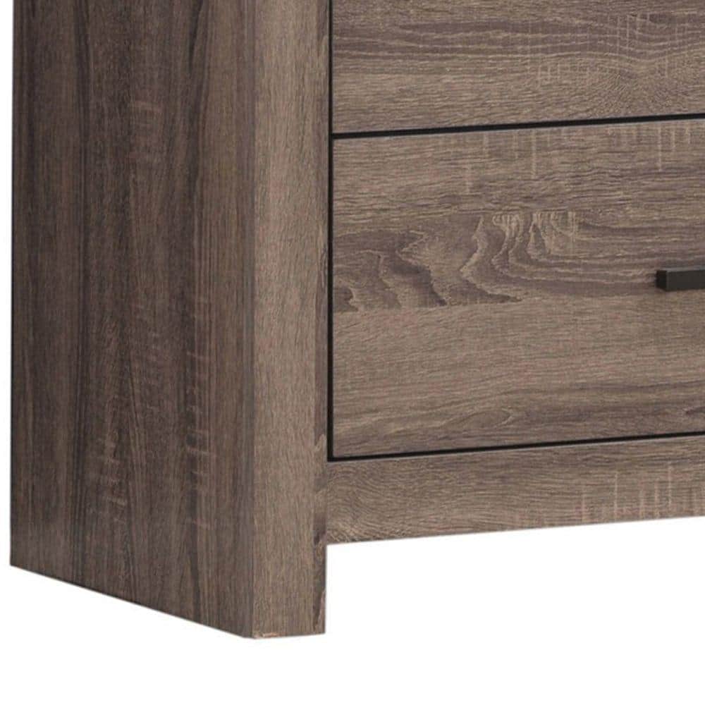 Elegant Brown 5-Drawer Wood & Metal Chest with Vertical Design