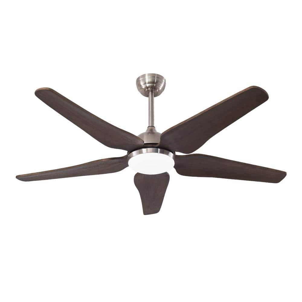 52 in.Nickel Quiet DC Motor Ceiling Fan With 5 Wooden Blades LED Light For Patio Living Room Bedroom Office price history on PriceWatchPro