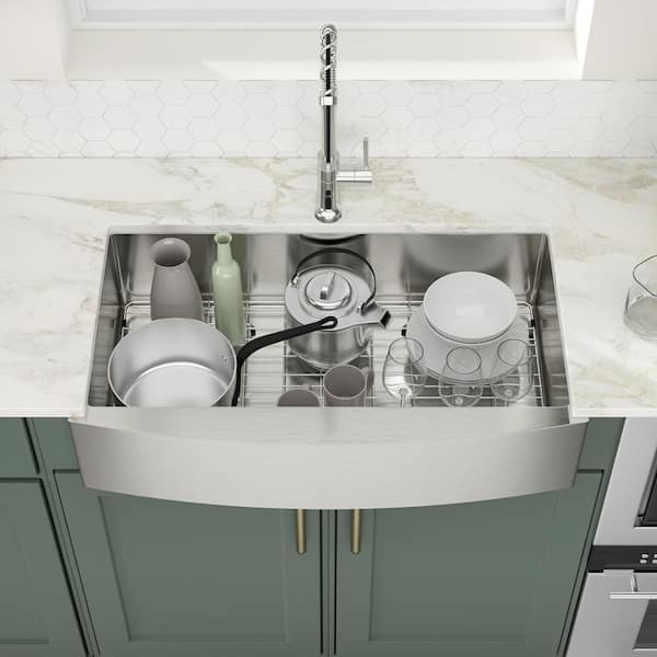 36 in. Apron-Front Farmhouse Sink Single Bowl 18-Gauge Stainless Steel Kitchen Sink with Accessories