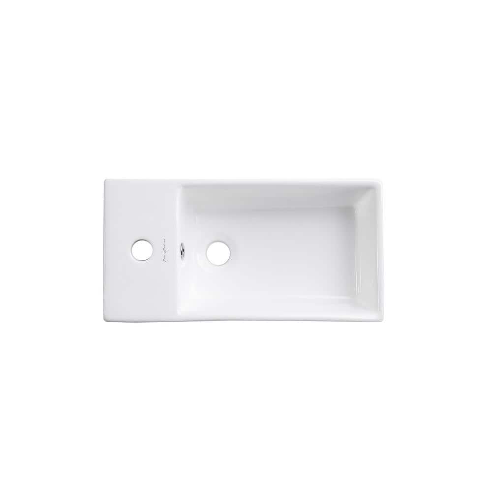 Pierre 25" Gold and White Wall-Mounted Vanity with Ceramic Top