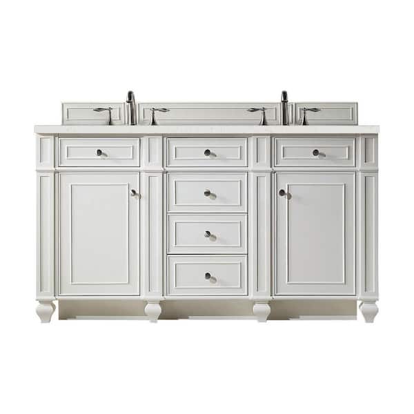 James Martin Vanities Bristol 60.0 in. W x 23.5 in. D x 34.0 in. H Bathroom Vanity in Bright White with Lime Delight Silestone Quartz Top