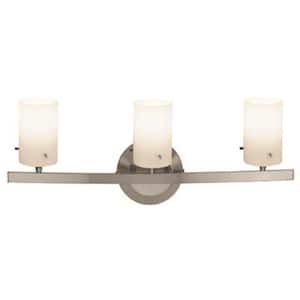 Classical 3 Light Matte Chrome Vanity Light with Opal Glass Shade