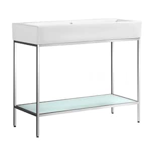 Pierre 40 in. W x 18.1 in. D Bath Vanity in Chrome with Ceramic Vanity Top in White with White Basin