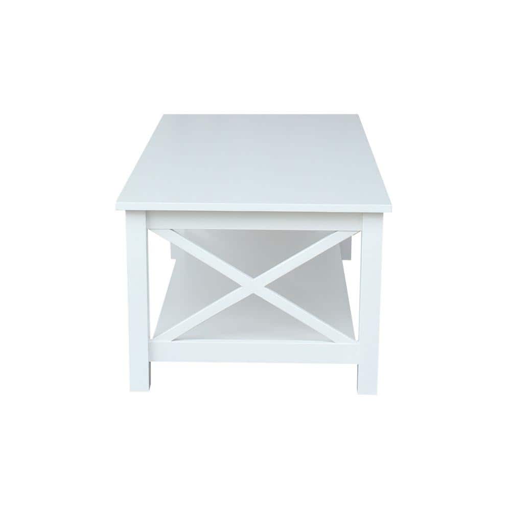 Hampton 46" White Solid Wood Rectangular Coffee Table