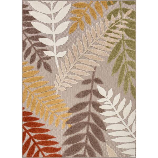 Well Woven Dorado Mariah Modern Tropical Leaves Beige Hight-Low Indoor ...