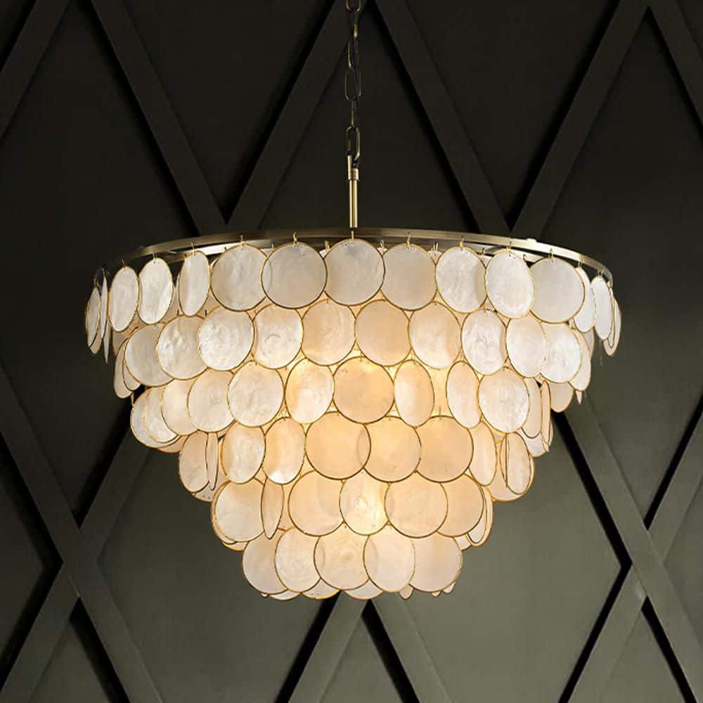 ALOA DECOR 5-Light 24 in. Coastal Natural Tiered Chandelier in