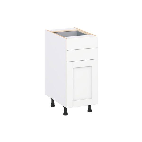 J COLLECTION Milton 15 in. W x 24 in. D x 34.5 in. H Assembled Shaker Base Kitchen Cabinet in Bright White with Two 5 in. Drawers