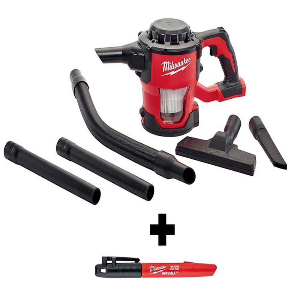 Milwaukee M18 18-Volt Lithium-Ion Cordless Compact Vacuum with INKZALL  Black Fine Point Jobsite Marker 0882-20-48-22-3100 The Home Depot