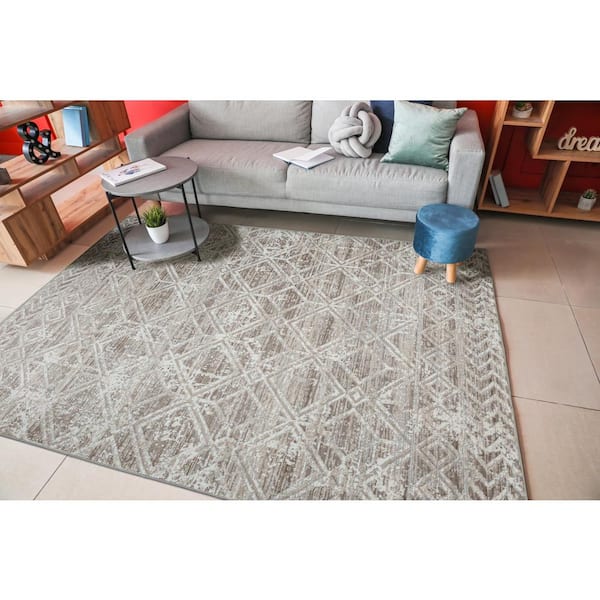 Unbranded Beige 8 ft. x 10 ft. Livigno 1243 Transitional Geometric Area Rug