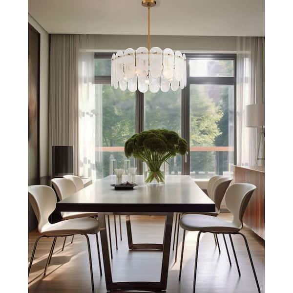 Oldmill 5-Light Legacy Brass Round Chandelier for Kitchen and Dining Room with Alabaster Glass Shades, No Bulbs Included