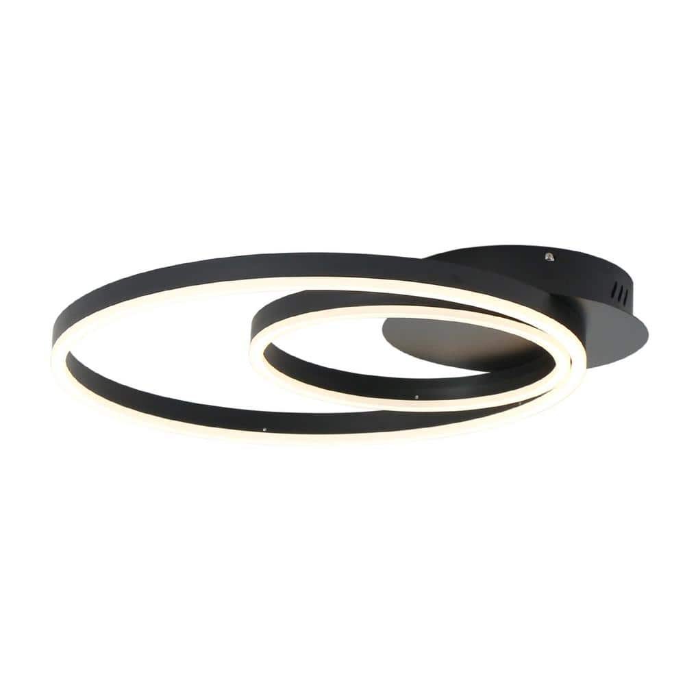 22 in. 2-Light Black Rings Dimmable LED Semi-Flush Mount for Entrance Bedroom Hallway Close to Ceiling Light price history on PriceWatchPro