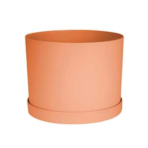 6 in. Muted Terra Cotta Mathers Resin Planter with Saucer Tray