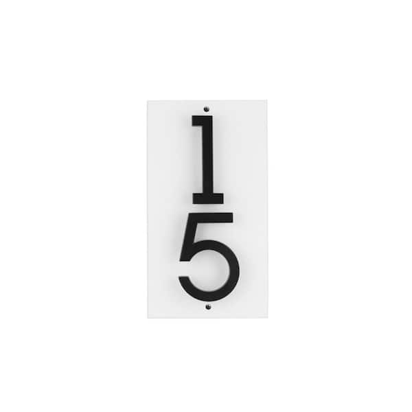 Floating Stand-Off 2-Number Vertical Sign, White /w/ Black Modern Font Numbers