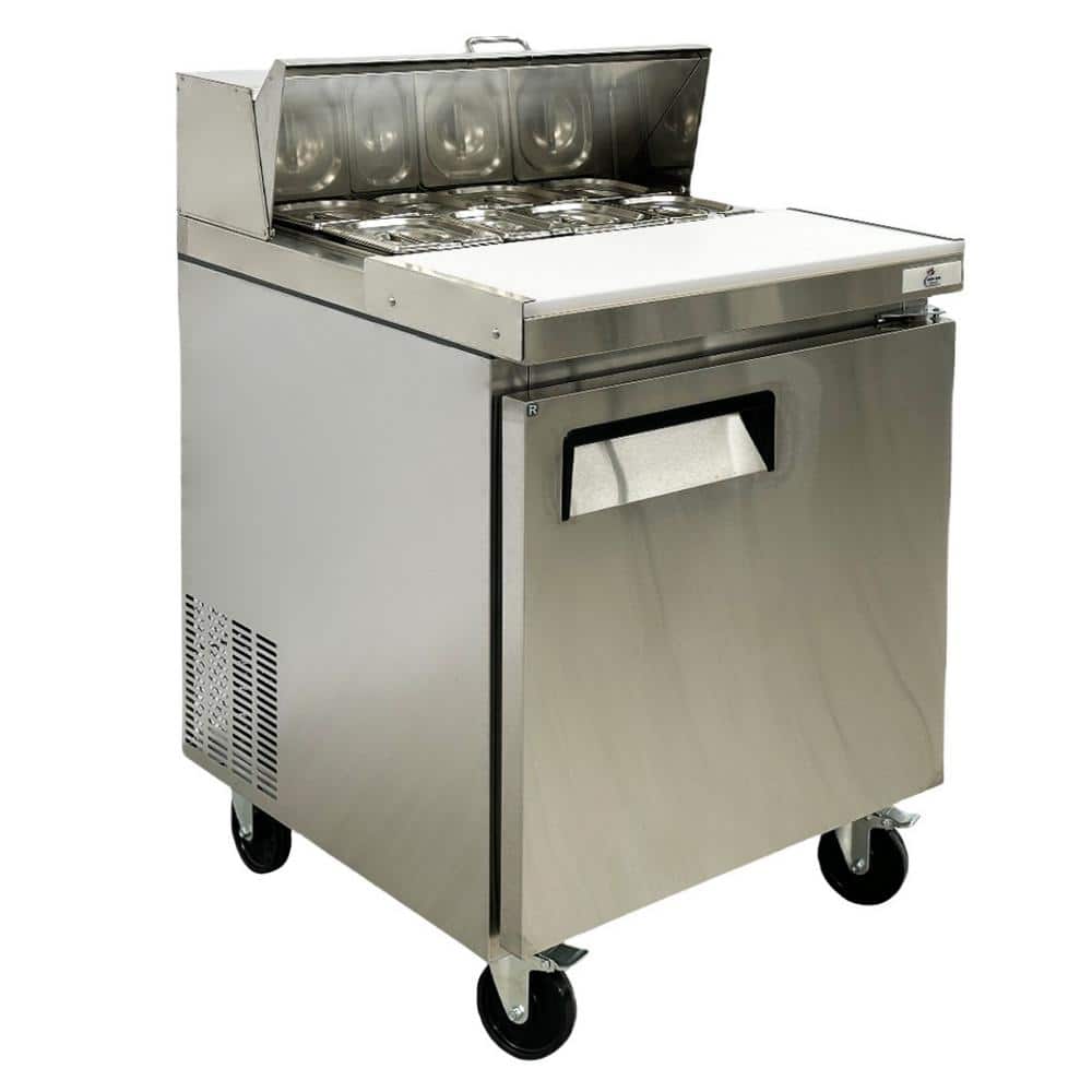 28in. W 5.7 cu. ft. Commercial Mega Food Prep Table Refrigerator Cooler in Stainless Steel