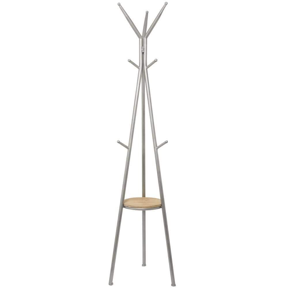 Nordic Black Metal and Wood 3-Tier Coat Stand