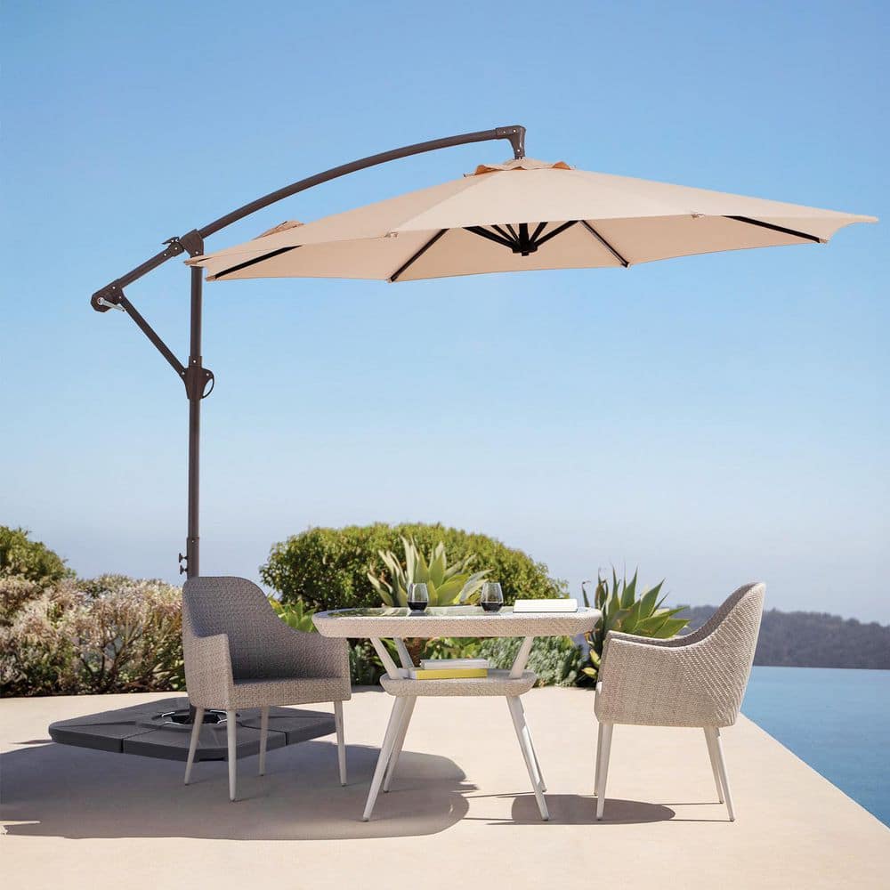10ft Cantilever Offset Patio Umbrella with Weighted Base in Beige price history on PriceWatchPro