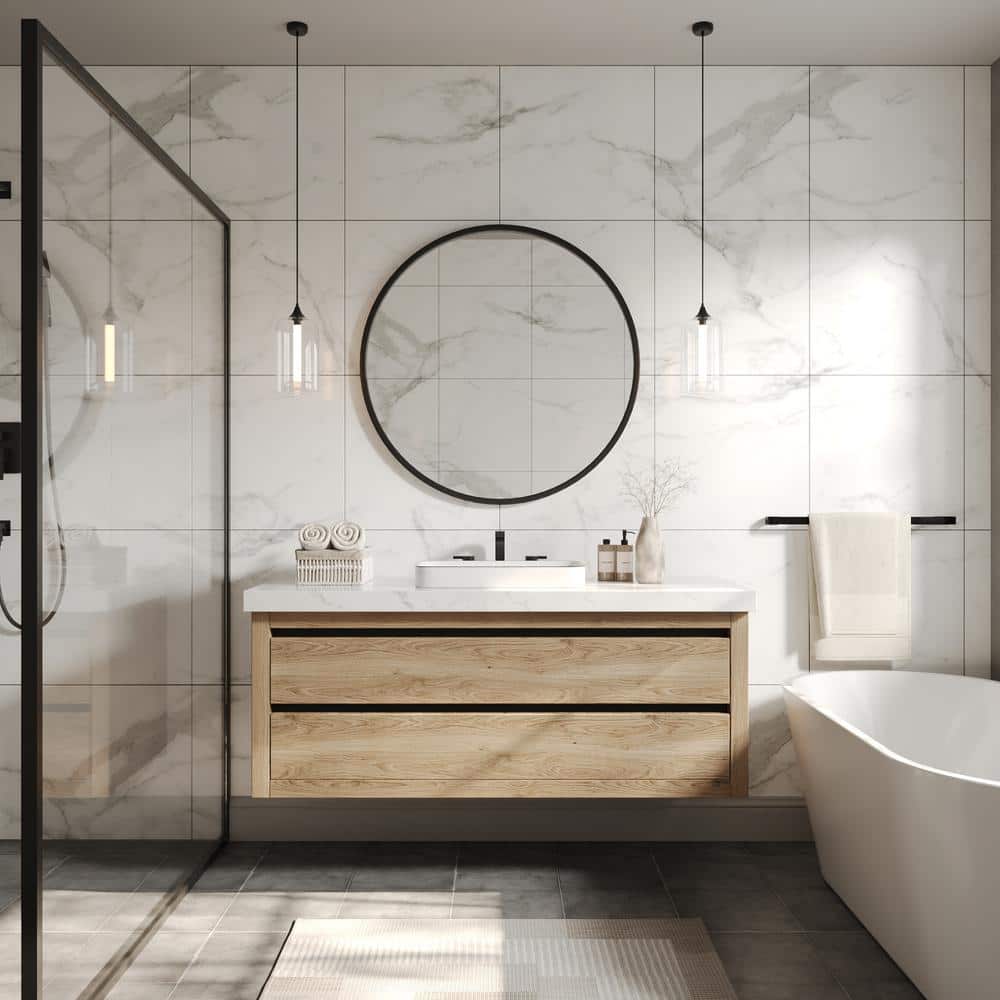 White and Black Ceramic Rectangular Above-Counter Vessel Sink