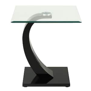 Tafthall 24 in. Black Rectangle Glass End Table