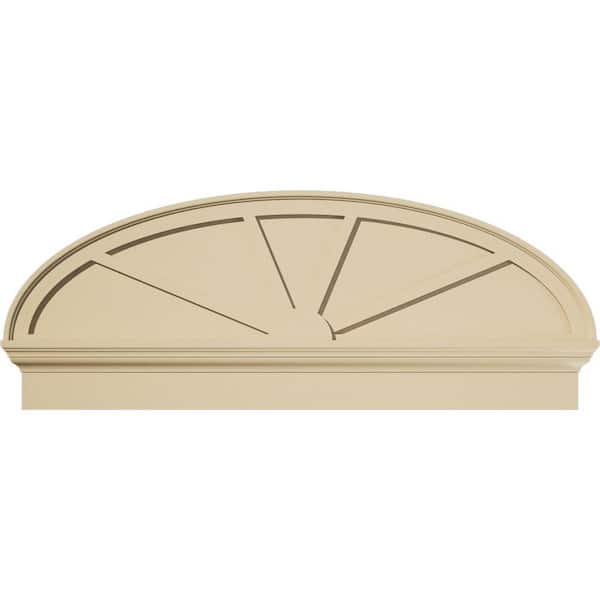 Ekena Millwork 48 in. W x 18-7/8 in. H x 2-3/4 in. P Elliptical 4 Spoke Signature Urethane Combination Pediment, Primed Tan