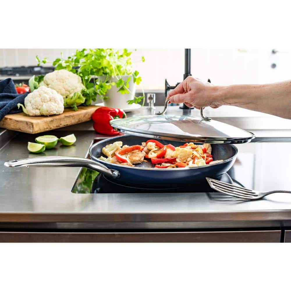 Blue Diamond 12" Aluminum Ceramic Non-Stick Frying Pan with Lid
