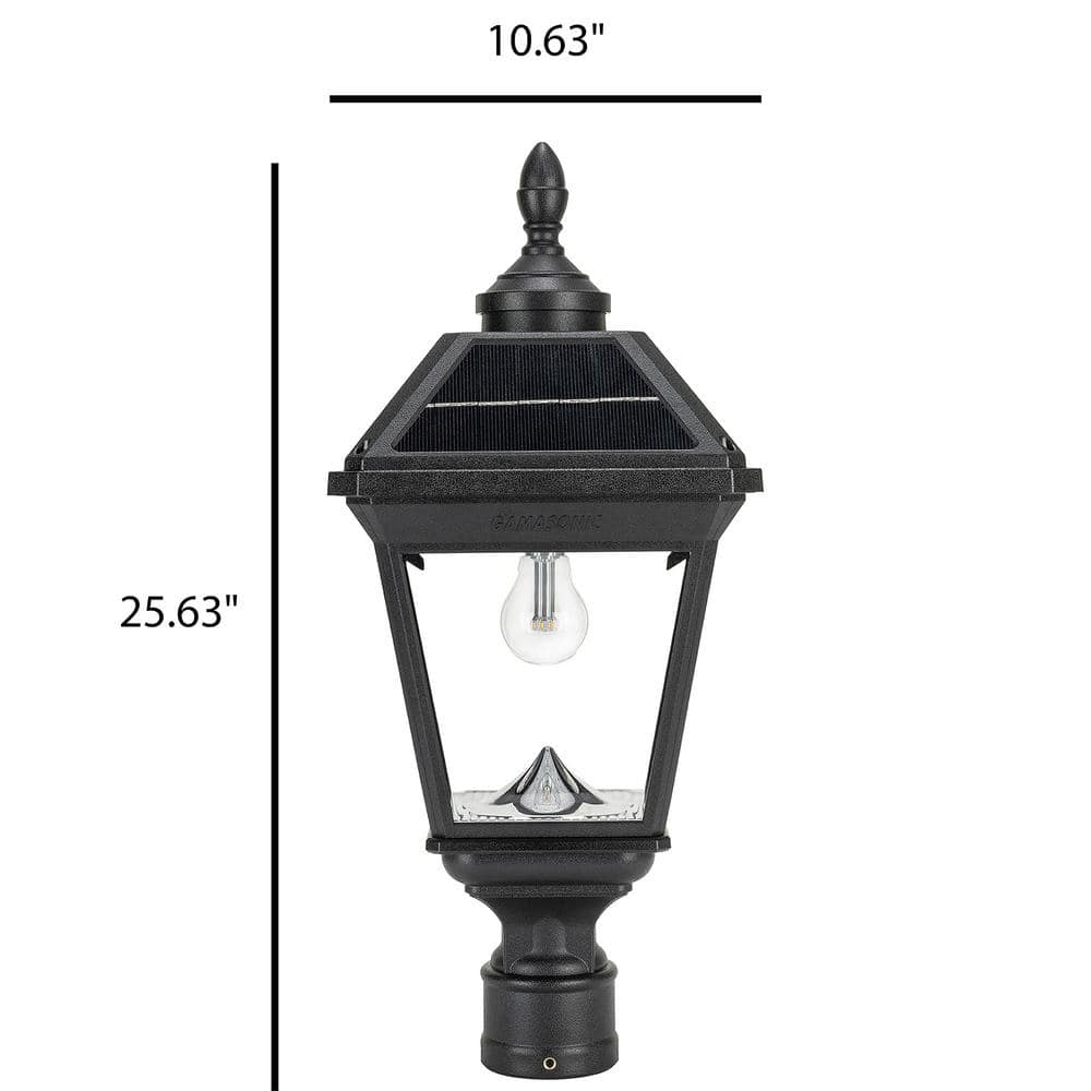 Imperial II Black Resin Solar LED Outdoor Lamp Post