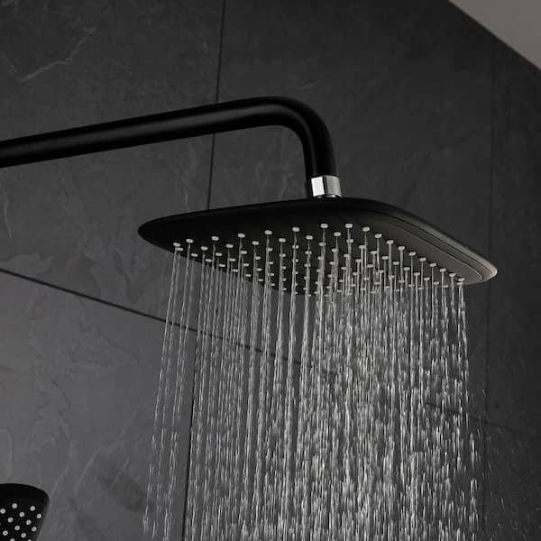 3-Spray Dual Shower Head Wall Mount Fixed and Handheld Shower Head 2.5 GPM in Matte Black