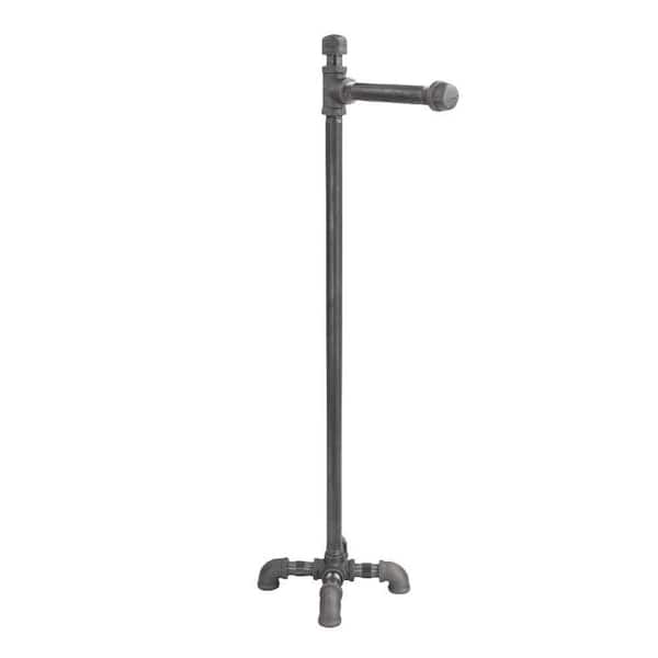 PIPE DECOR 1/2 in. x 2.4 ft. L Black Steel Pipe Freestanding Toilet Paper Holder Kit