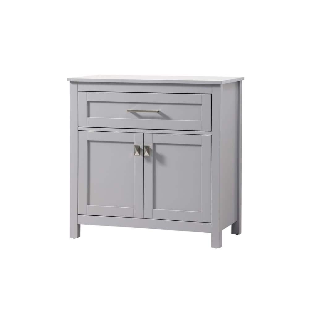 Gray MDF Bathroom Storage Cabinet with Brushed Nickel Hardware